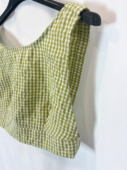 SHEIN. Crop top cuadros vichy verdes. T S