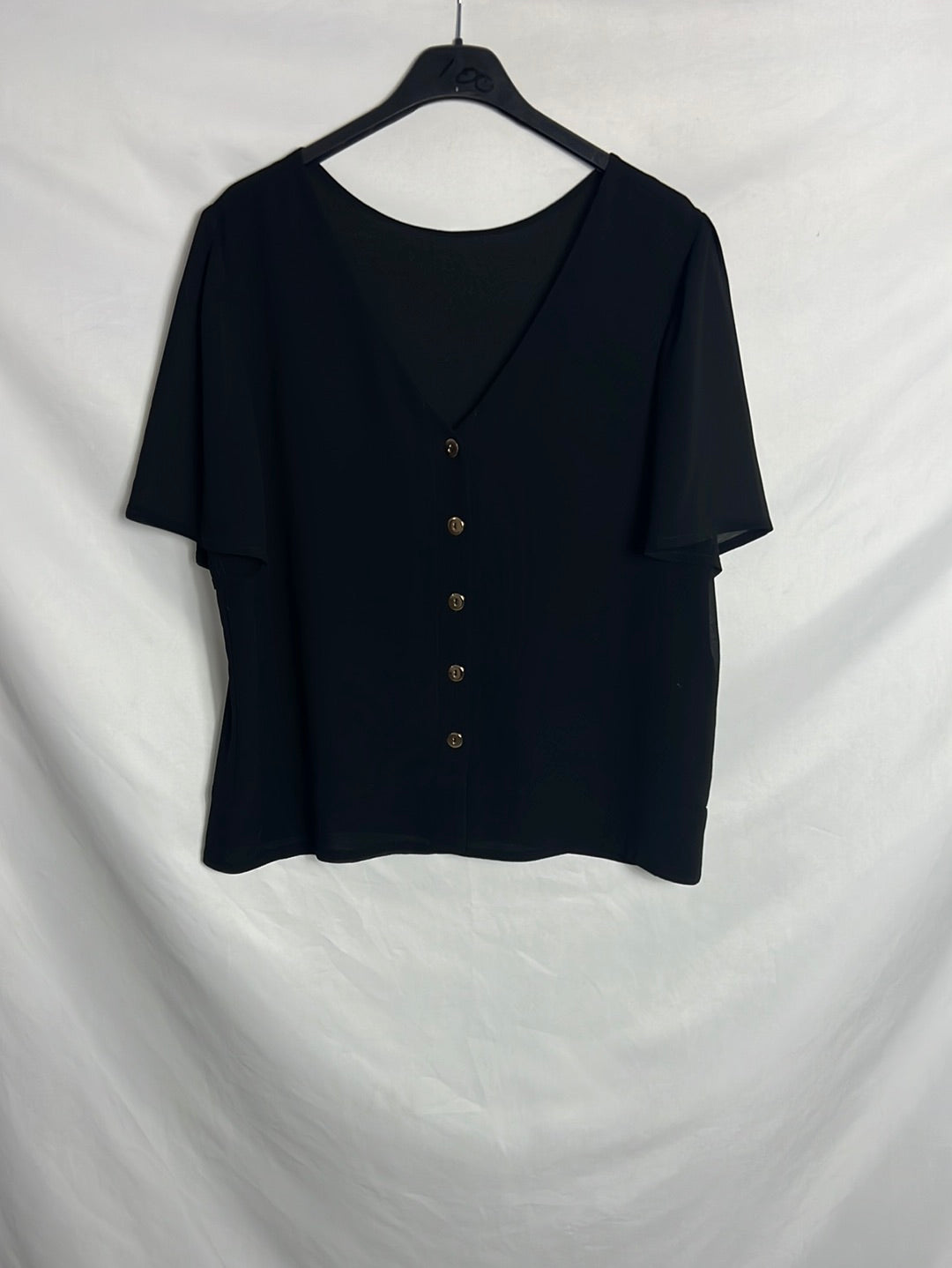 BIMANI. Black blouse with gold buttons. TM