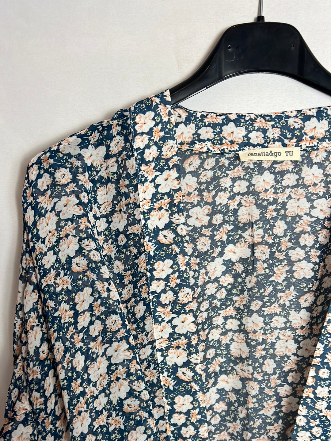 RENATTA&GO . Kimono flores semitransparente . TU(s)