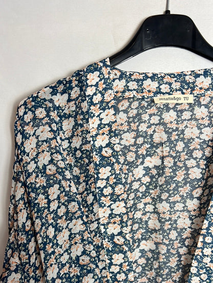 RENATTA&GO . Kimono flores semitransparente . TU(s)