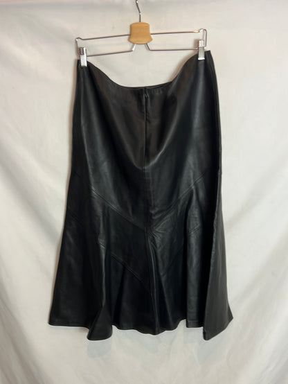 NICOLEFARHI. Stitched leather midi skirt. Size 42