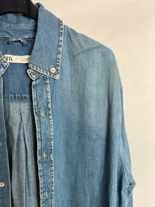 ZARA. Camisa denim larga. T XS (oversized )