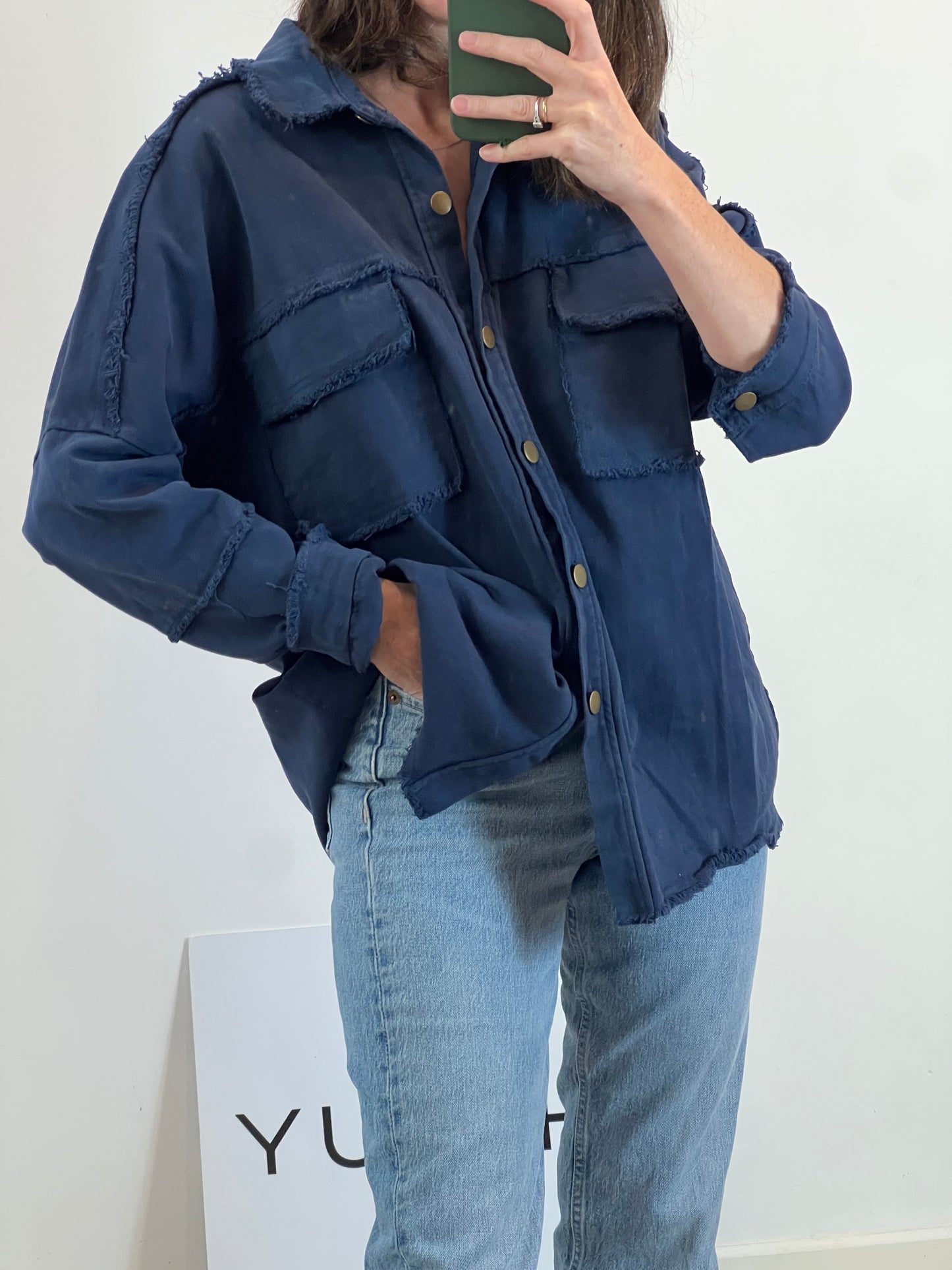 RENATTA&amp;CO. Blue jacket with fringe detail. Size M