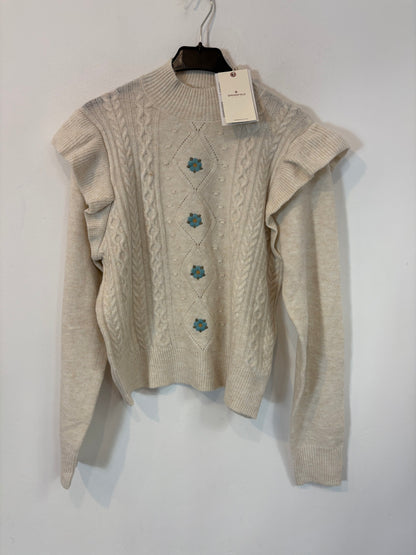 SPRINGFIELD. Jersey beige flores bordadas. T L (S/M)