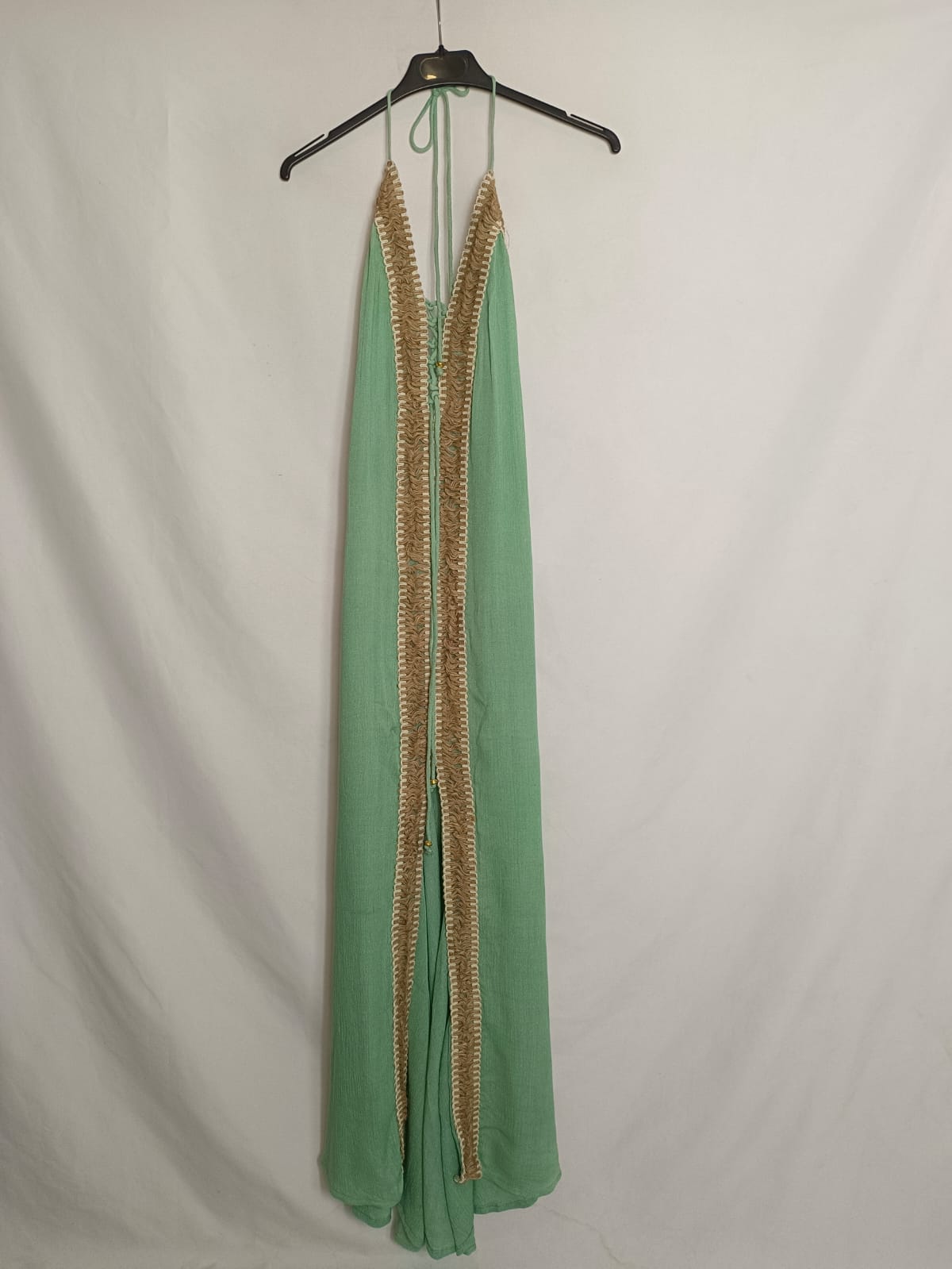 IBIZA FLOWERS. Long green embroidered dress Tu(s/m) 