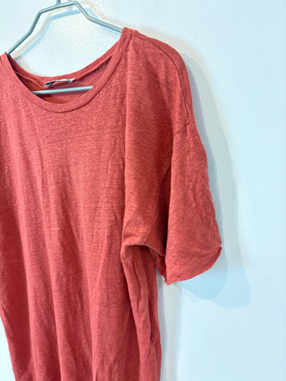 ZARA. Camiseta lino teja