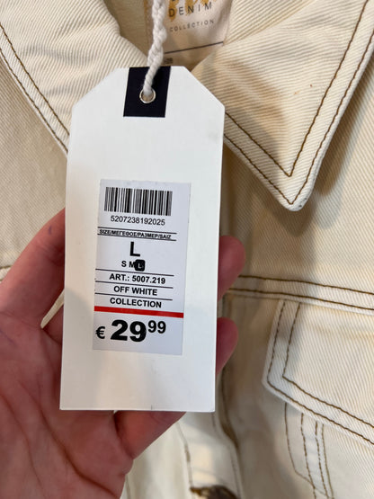 PINK WOMAN. Cazadora crop beige costuras. T L