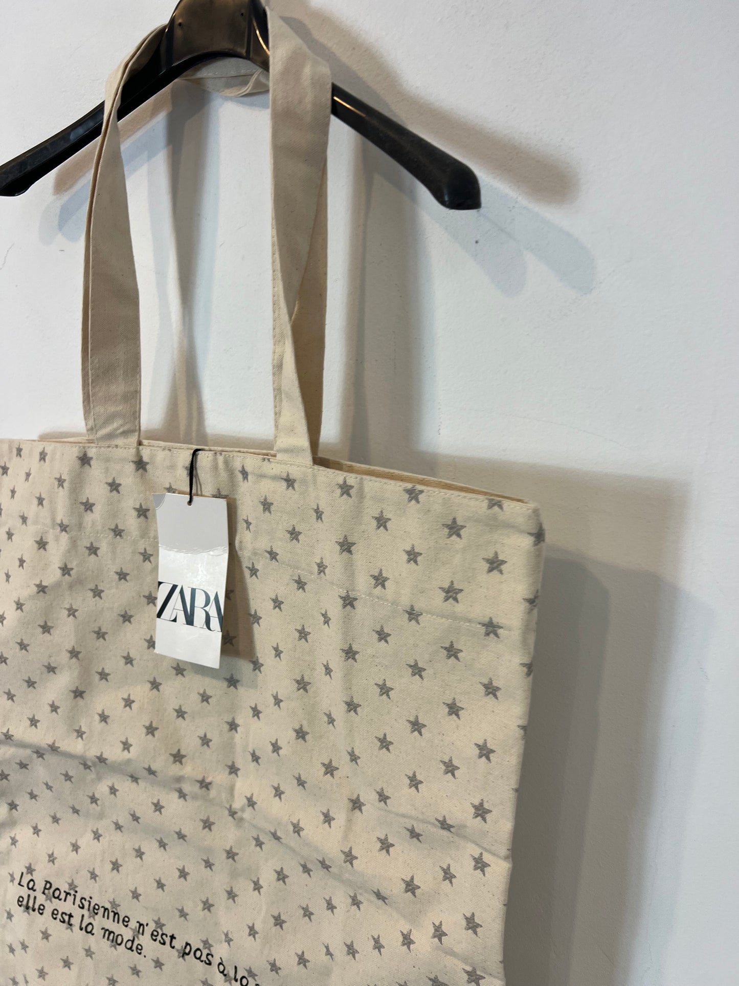 ZARA. Star fabric shopper bag
