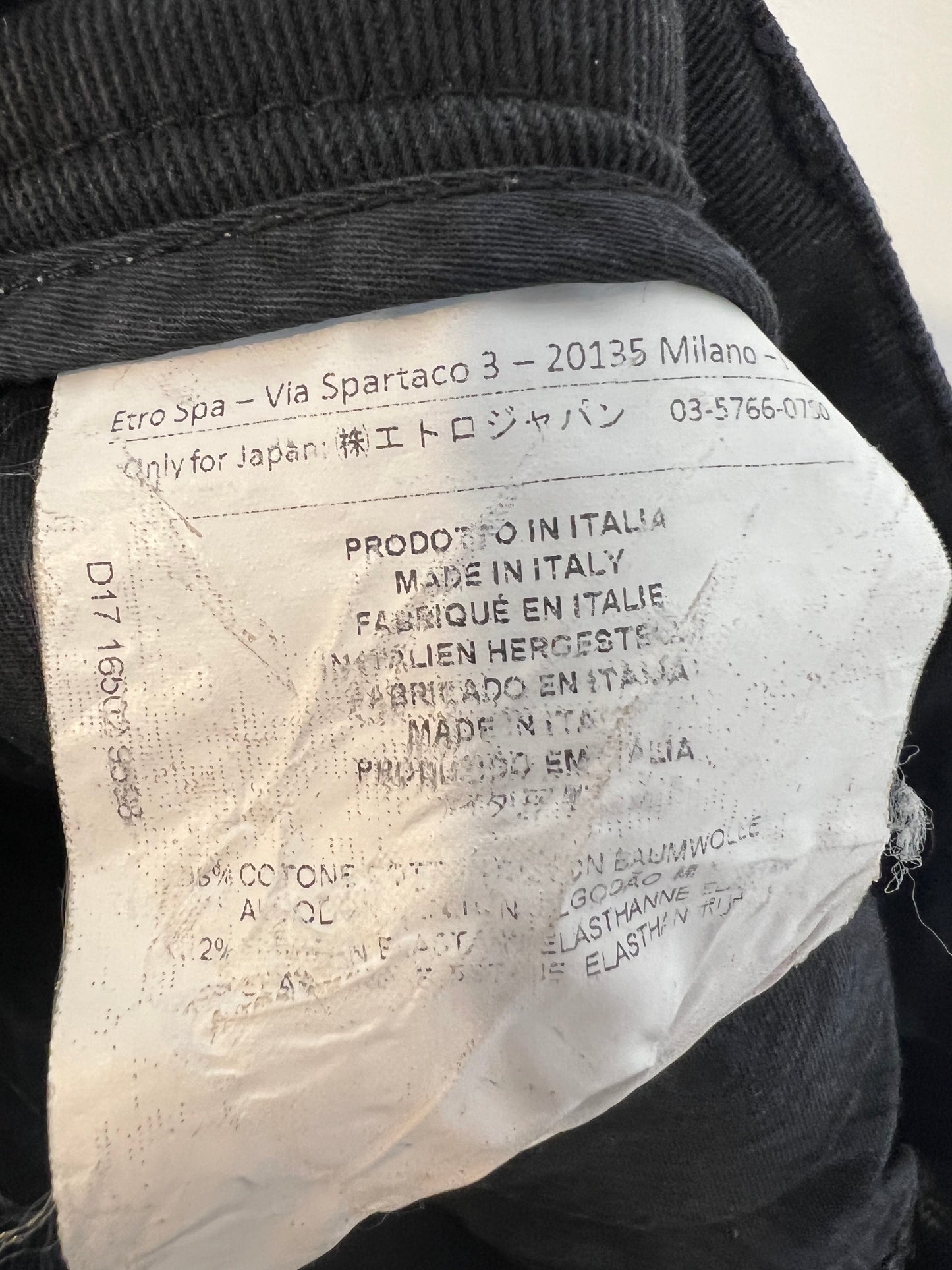 ETRO. Denim negro detalle flecos. T 27 (36)