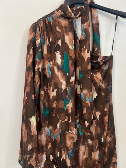 OTRAS. Vestido asimétrico marrones T.u (S)