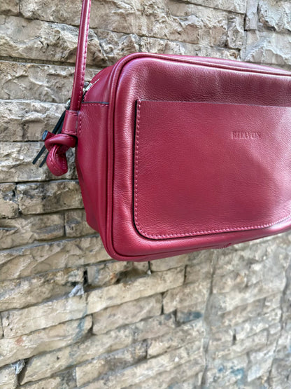 RITAVON. Bolso piel rojo asa larga
