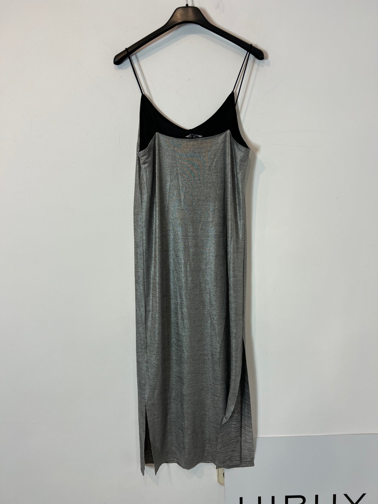 LEFTIES. Vestido midi elástico plateado. T S
