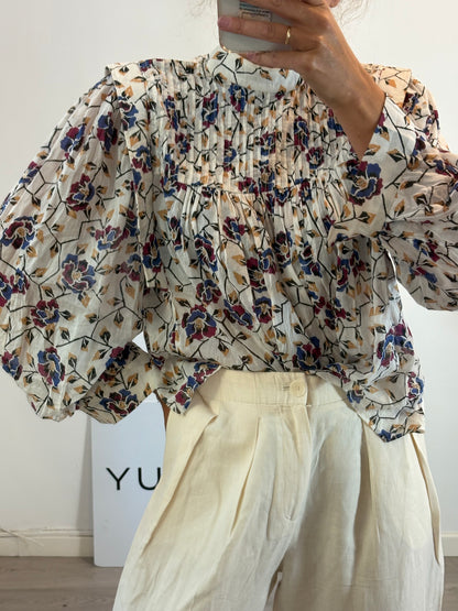 ISABEL ETOILÉ MARANT. Blusa blanca flores T.36