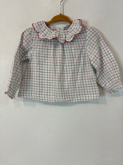 COCONUT . Camisa cuadros cuello volante. T 18-24 meses