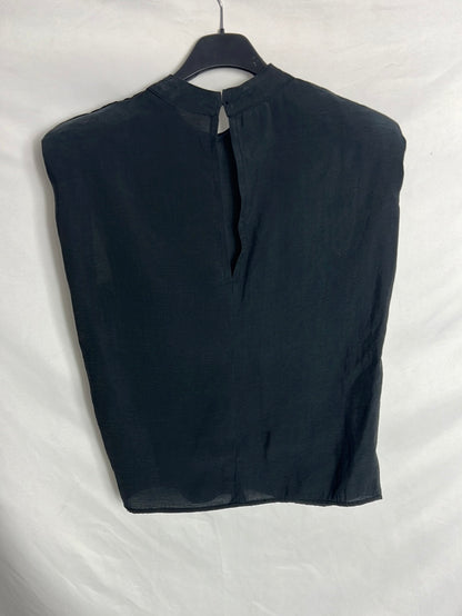 ZARA. Top negro fluido hombreras. T S