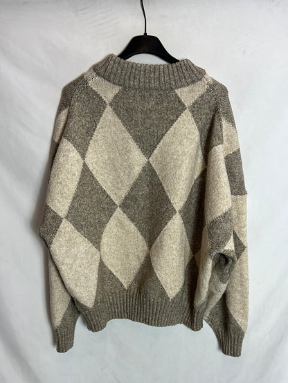 H&M. Jersey beige rombos. T L