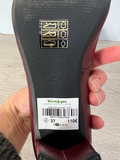 LATOUCHE. Burgundy leather heeled shoe. Size 37
