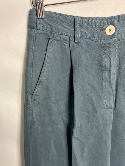 MASSIMO DUTTI. Pantalón azul pata ancha  fluido. T 38(Tara)