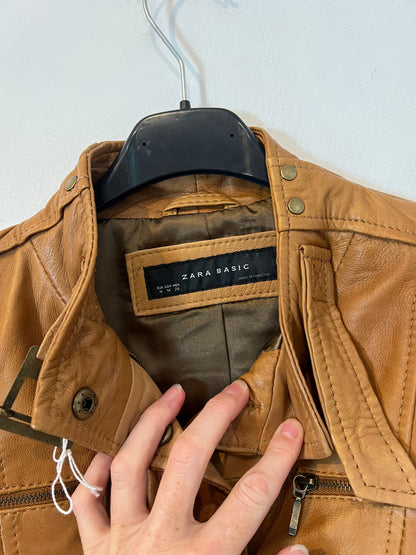 ZARA. Chaqueta piel bolsillo T.m