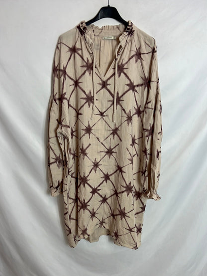 THE NEW SOCIETY. Printed beige dress. T.S.