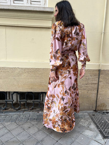 MONTENEGRO. Vestido largo estampado lazada