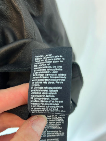 &amp;OTHER STORIES. Black leather overshirt, size 40