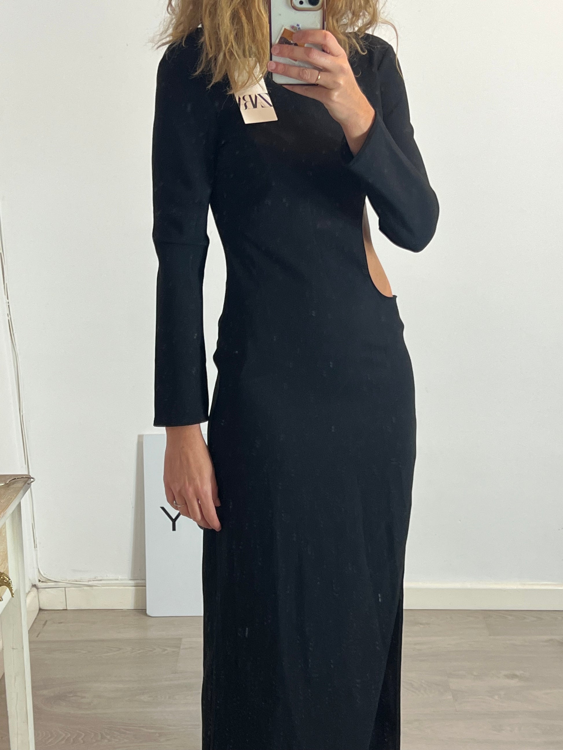 ZARA. Long black dress with slit. TM Hibuy market ZARA. Long black dress with slit. TM Hibuy market