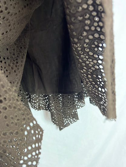 ISABEL MARANT. Falda marrón troquelada asimétrica. T 38