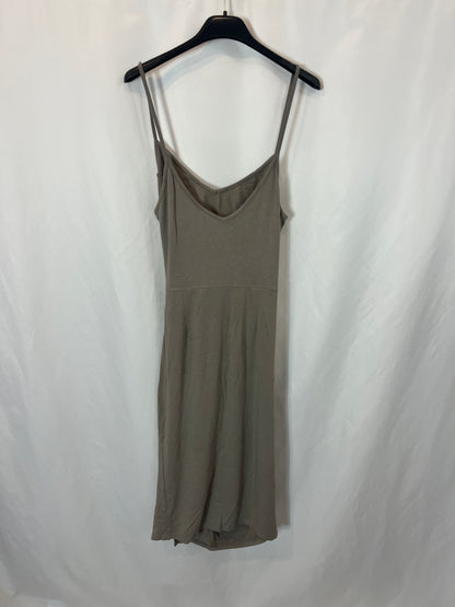 OTRAS. Vestido midi beige apertura T.m
