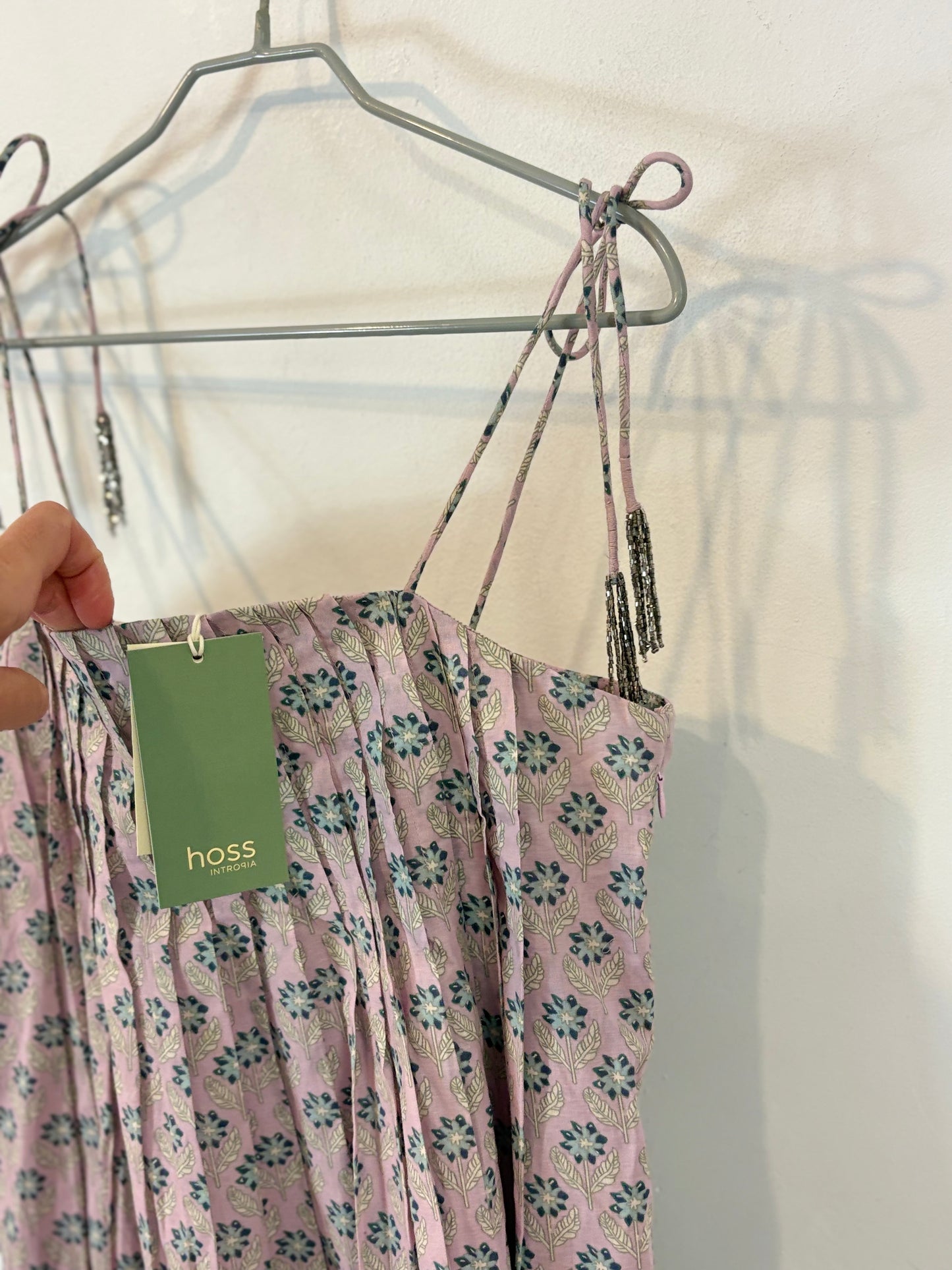 INTROPIA. Vestido midi malva estampado
