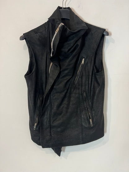 RICK OWENS.  Chaleco negro piel  T.36