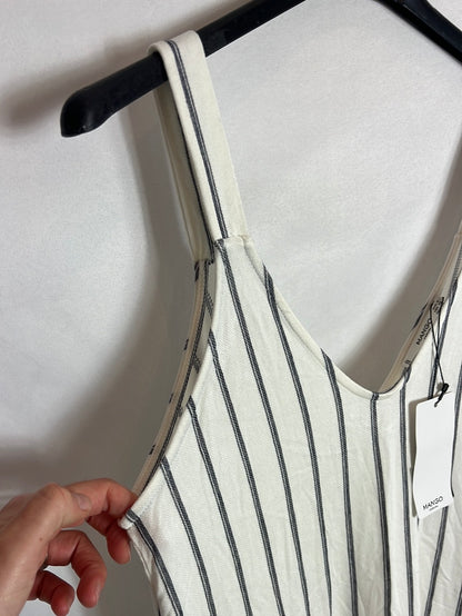 MANGO. White striped midi dress Ts