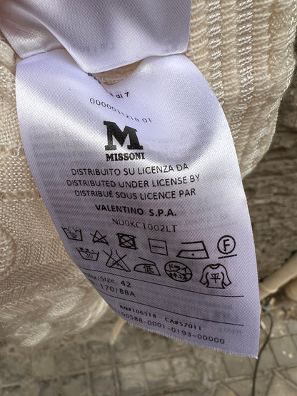 MISSONI. Beige knit top with sleeve detail. TM 