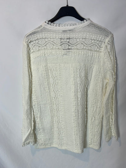 TINTORETTO. Blusa encaje color crudo. T S