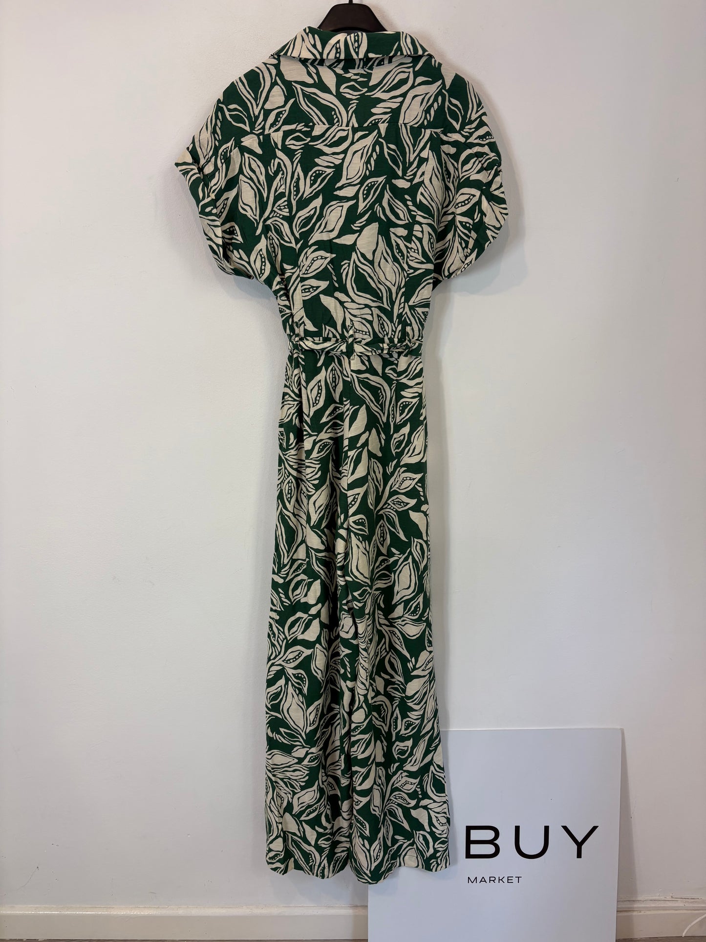 MANGO. Green printed long jumpsuit. TS