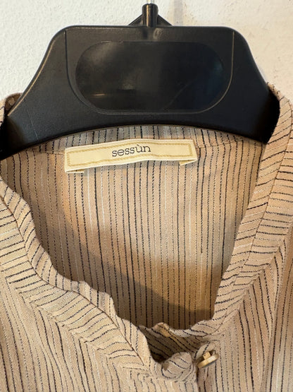 SESSÚN. Blusa beige tostado rayas