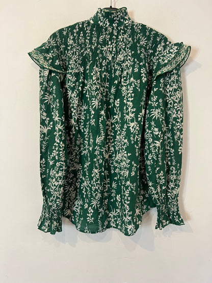 BERENICE. Blusa verde estampada
