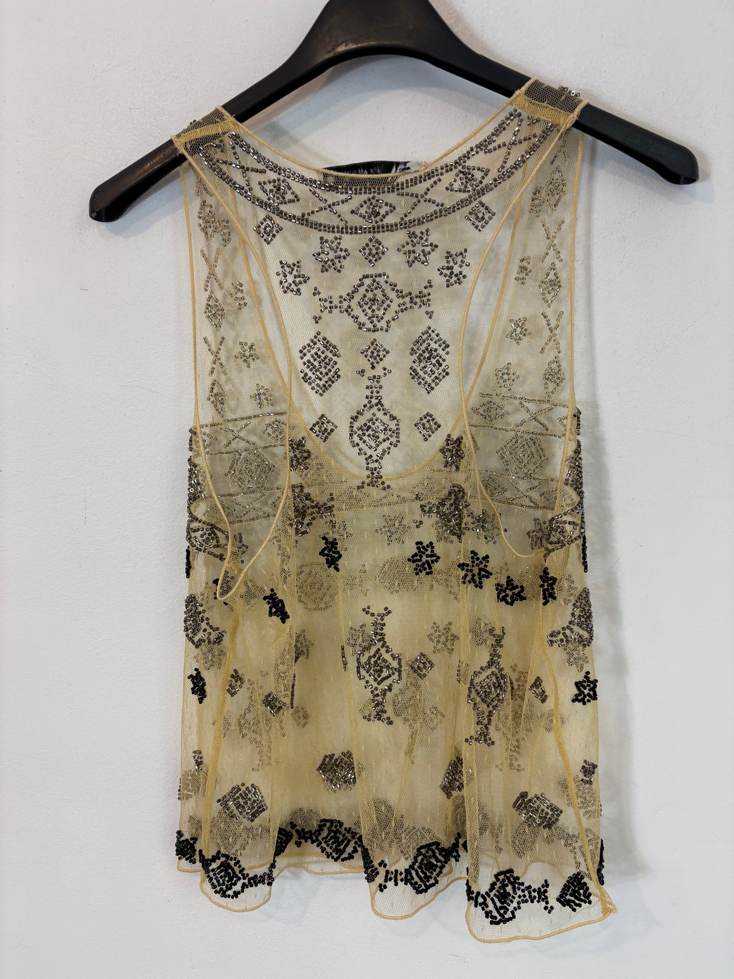 ZARA. Top semitransparente pedrería. T XS