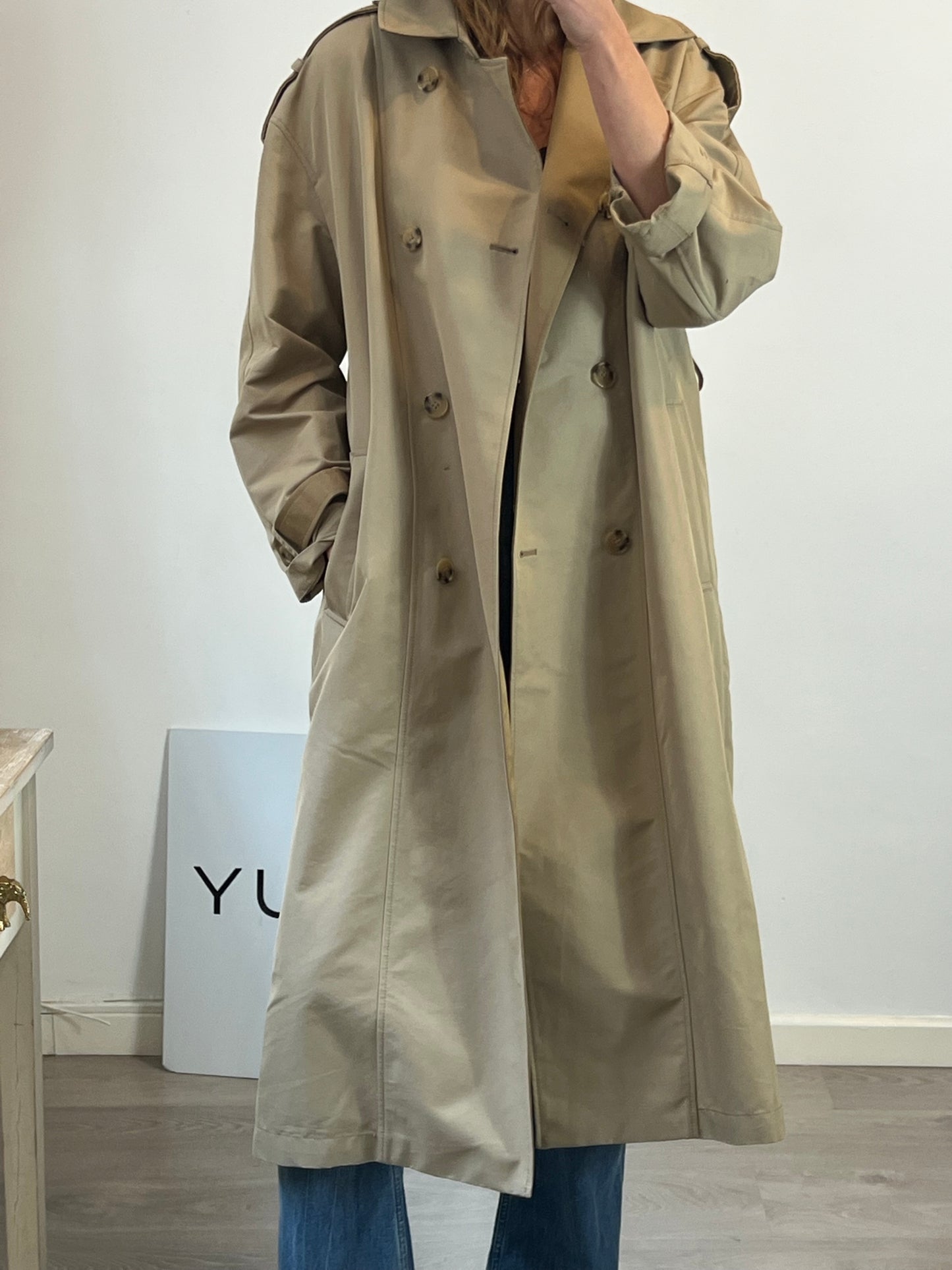 ZARA. Gabardina larga beige T.m(tara)