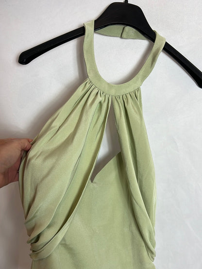 OTHERS. Green satin halterneck top. TS