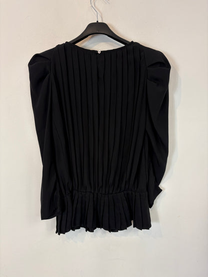 SANDRO. Blusa negra seda lazada