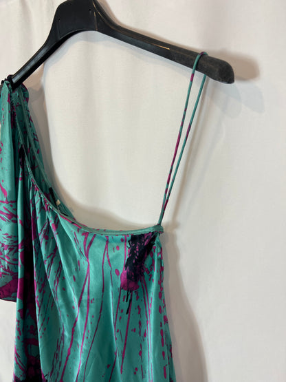 ELIE TAHARI. Asymmetrical silk dress, size 38