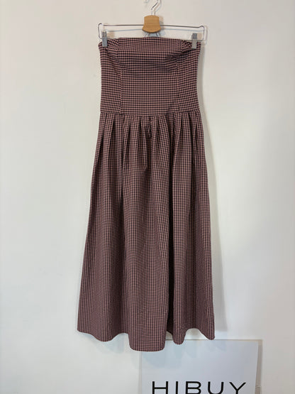 ZARA. Vestido largo cuadros palabra de honor