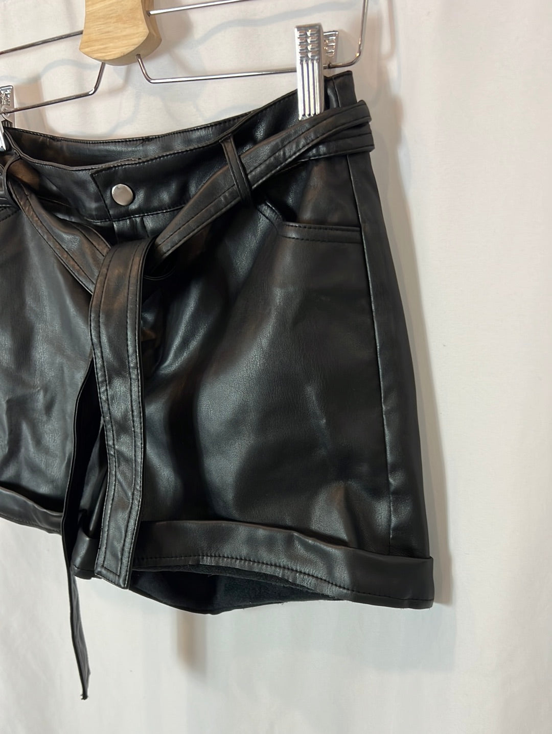 VILA. Black faux leather trousers, size 34