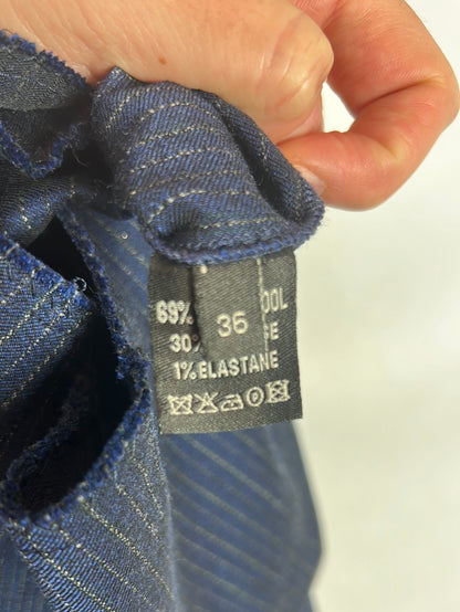 CORTANA. Falda tubo azul rayas. T 36