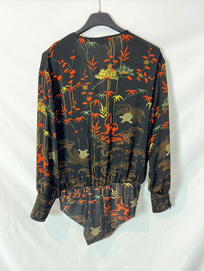 ZARA. Body negro estampado T.s