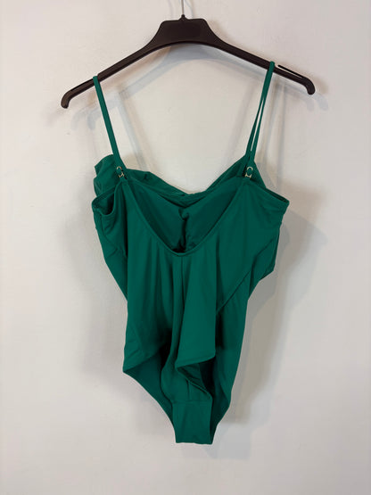 OTHERS. Green swimsuit with voluminous neckline. TS