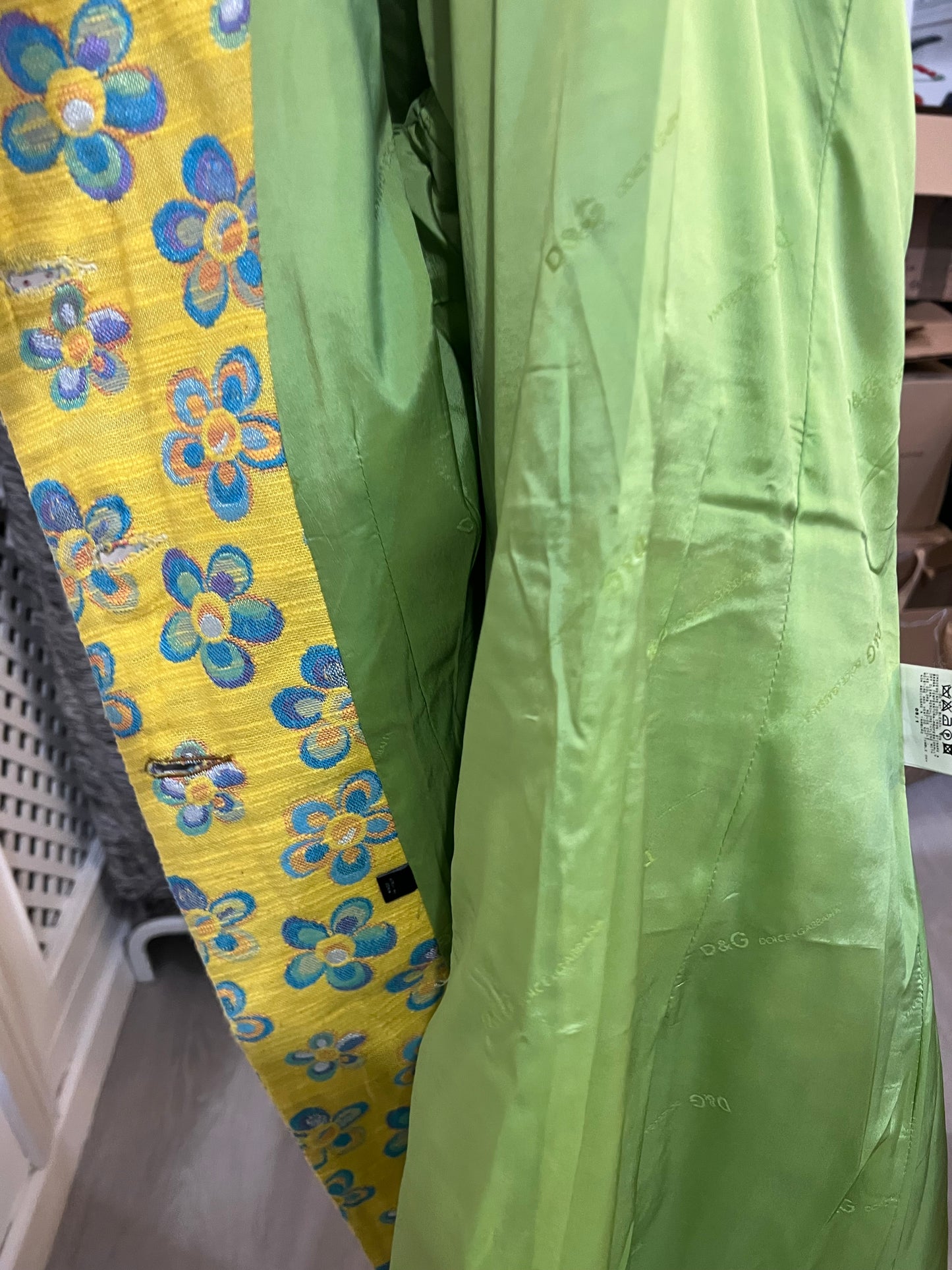 DOLCE&amp;GABANA. Yellow floral coat S.xs/s