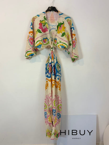 ZARA. Vestido aberturas estampado mezcla