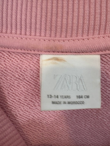 ZARA. Conjunto felpa  rosa dibujos. T 13-14 años (xs)